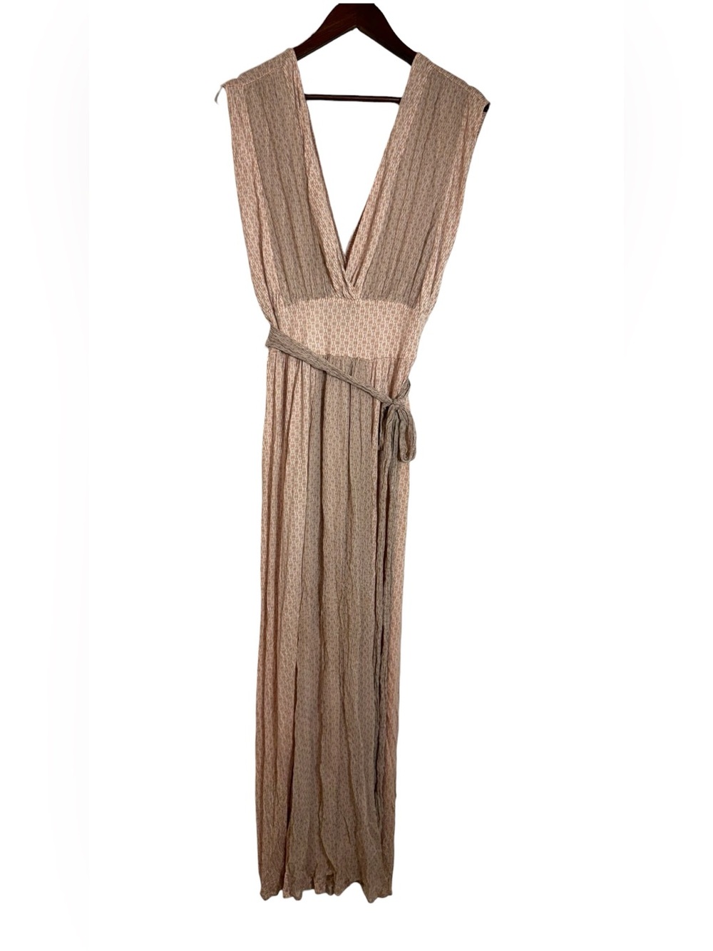 Victoria’s Secret Pink Plunge Modal Silk Maxi Dress High Slits Women’s Medium